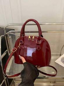 亮面贝壳手提包，通勤斜挎包，简约贝壳包，复古风 - 彩色 - 查看 7