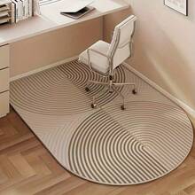 1 New Crystal Velvet Sound Insulation Simple Line Pattern Computer Rotating Chair Mat, Super Soft Simple Design Sense Bedroom Study Carpet Chair Mat, Water Absorption Anti-Fouling Wear Resistant, Suitable For Study Bedroom, Ideal Home Decoration - Seat Cushion - View 11