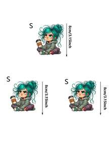 1pc/2pcs/3pcs Coffee Girl Heat Transfer Vinyl Stickers, Easy To Iron, Washable And Durable, Suitable For DIY T-Shirts, Jeans, Backpacks And Pillows, Iron-On Transfer Stickers - L - View 4