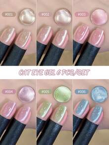 SHANGFEIYA 10ml Conjunto de 6 Cores de Esmalte de Gel de Unha de Gato de Cristal de Gelo, Gel Magnético Semi-Permanente de Unhas de Gato para Salão e Manicure DIY 1 peça/6 peças - Multicolorido - Visão 14
