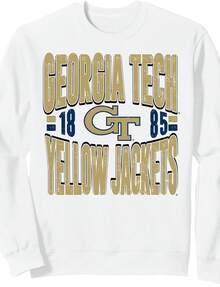 Georgia Tech Yellow Jacke Vintage 90's R White Sweahirt220G Heavyweight 100% Cotton T-Shirt.  With Butterfly Print Pattern, Suitable For Girls And Wo's Short Sved Round Neck Inspirational Shirt, Cute Aesthetic Y2K Style Summer Top, Suitable For Outdoor, Family, Work Or Street Wear Casual Loose Daily T-Shirt - 白色 - 查看 1