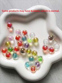30pcs 16mm Random Style Acrylic Transparent Electroplated Candy Heart Colorful Beads, Suitable For DIY Jewelry Making - Great For Bracelets, Keychains And Accessories - Multicolor - View 9
