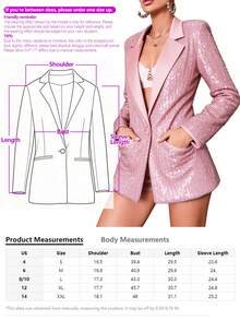 1pc Women's Sequin Jacket, Shiny Knit Fabric Sequin Patchwork, Suitable For Formal Occasions, Parties, All Seasons Pink Spring - Pink - View 11