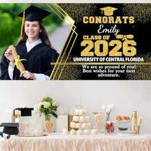 1pc Personalized Graduation Banner With Photo Name Class Of 2026 Custom Graduation Backdrop Congratulations Graduate Party Decorations Supplies Congrats Grad Banners Yard Sign Graduation Gifts - Màu2 - Xem 5