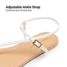 Women's Strappy Flat Sandals For Women Comfortable Open Square Toe Sandals Dressy Beach Thong Cute Wedding Summer Ankle Strap Sandals - 白色 - 查看 9