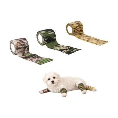 3 Pack Camo Pet Self Adhesive Bandage Wrap 2 Inchx 5 Yards Cohesive Tape Dogs Cats Animals Wound Care Sprains And Swelling
