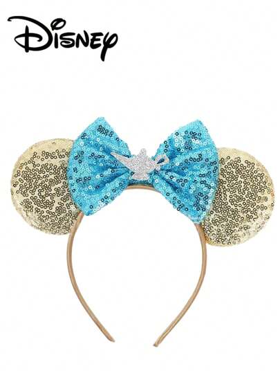  1 pieza Diadema de la serie Disney, Accesorio para fotografías en el parque temático, Disfraz de juego de roles, Diadema con orejas de Mickey Mouse de dibujos animados, Diseño único de aro para el cabello para fiesta de festival, Accesorio para el cabello de mujer