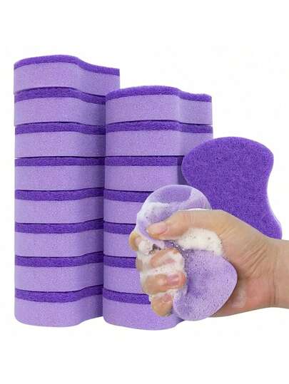 5pcs/Set Purple Kitchen Cleaning Sponge, Durable & Deformable, Suitable For Restaurant, Hotel, Home Cleaning, Dishes, Cookware, Sink, Furniture, Reusable Cleaning Sponge