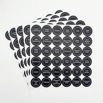 180pcs Spice Jar Labels And Pantry Stickers, Round Black Board Labels 1.5 Inches, With Written Labels, Waterproof And Tear Resistant, For Kitchen Jars Caps Food Containers Spice Organizers (149 Printed Labels+31 Blank Labels)