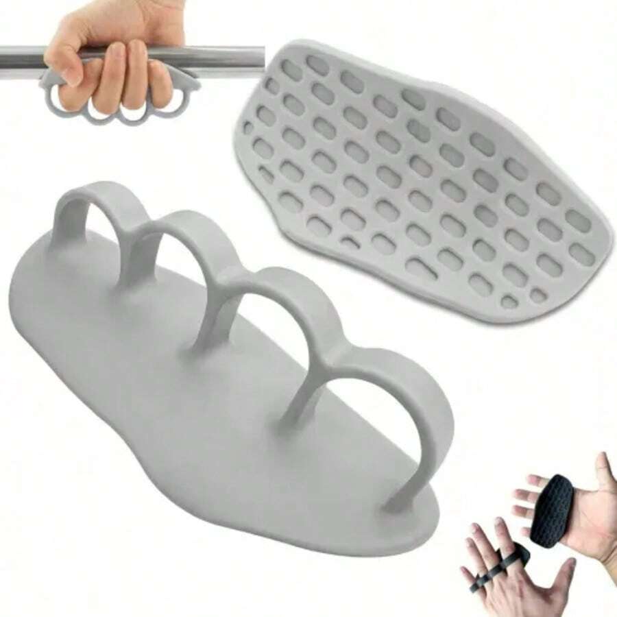 2 miếng đệm silicon màu xám, bền và tiện dụng để nâng tạ, tập luyện thể dục, chống trượt, dùng cho tập luyện, yoga, nâng tạ, unisex, không cần pin.