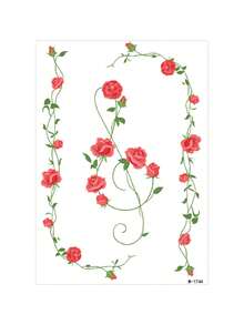 1 Sheet Leaf Vine Temporary Tattoo Stickers For Women, Waterproof Long-Lasting, Roses And Floral Designs, Spring&Summer Decoration Additions, Delicate And Exquisite, Suitable For Arms, Wrists, Insteps, Collarbones, Backs, Fake Tattoos - MultiWarna - View 18