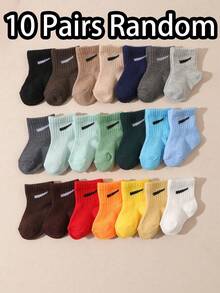 20 Pairs/Set Toddler Boys' Random Candy Color Casual Elastic Mid-Calf Socks, Summer - Multicolor - View 6