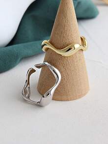 925纯银极简波浪纹戒指，女士日常佩戴 - Wave Ring - 查看 6