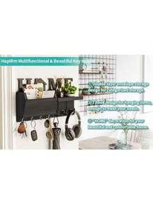 7-Hook Key Hanger - Heavy-Duty Key Storage Rack, Space-Saving Entry Organizer With Mail Sorting Function, Natural Wood Finish, Suitable For Entryways, Kitchens, And Offices - Comes With Free Screws For Easy Installation, Rustic Home Storage Product, Sturdy Hooks, Wall-Mounted Storage Rack,Key Holder - 鑰匙架 - 查看 8