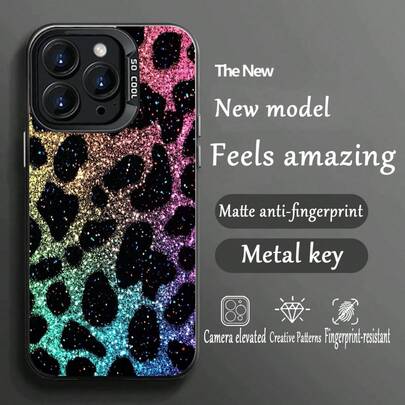 Custodia per telefono con stampa leopardata, paillettes e strass, cover protettiva in TPU colorata di alta qualità, con impatto visivo, compatibile con iPhone 17, 16, 15, 14, A05, A14, A34, A55, S20, S23, S25, 12, 13C, A55, A35, A58, / Smart8