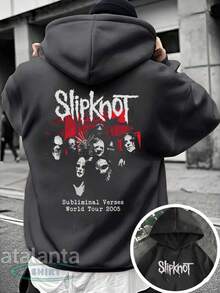 SKT Basic Kangaroo Hoodie With Rock Band Masks - Men's Streetwear - Various Colors - Street Style!!! We Have Plus Sizes!! - 深灰色 - 查看 2