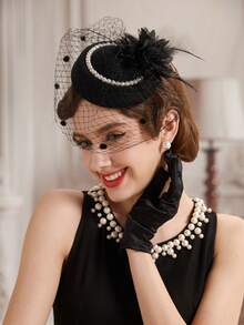 1顶优雅迷你礼帽，肯塔基德比风格，带面纱，适合女士下午茶、新娘婚礼、万圣节、教堂活动、高顶礼帽、锐舞派对、万圣节配饰、准新娘、迷你高顶礼帽、迷你头饰、迷你礼帽、礼物 - A - 查看 13