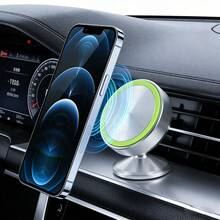 Glow-In-The-Dark Magnetic Car Phone Holder, 360° Rotation, Strong Magnet Stability, Universal For Dashboard, Luminous At Night - Multicolor - View 5