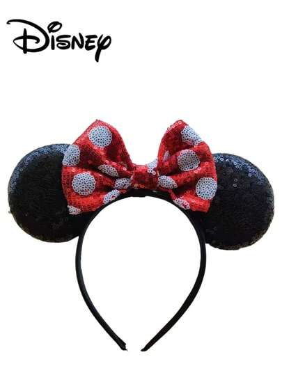  1pc Disney Series Headpiece, Classic Polka Dot Mickey Design, Costume Role Play, Cartoon Mickey Ear Headband, Festive Party Unique Design Hair Hoop, Suitable As Theme Park Photo Prop, Women Hair Accessory