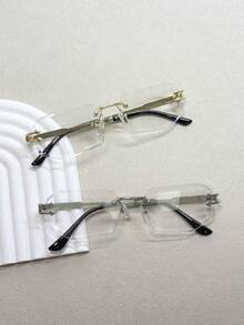 1 Pair Men's Transparent Glasses, Minimalist Design, Fashion & Portable, Face-Flattering, Suitable For Daily Decoration, Reading, Gaming, Computer, Back To School, Unisex, Can Be Worn With Prescription Lenses - Multicolor - View 8