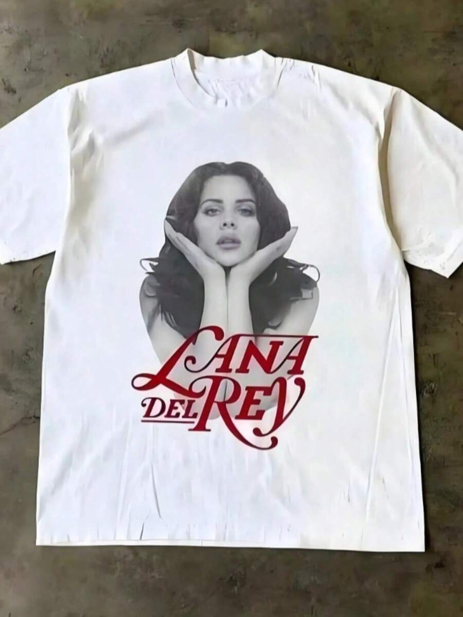 Refreshing Summer Lana Del Reys T-Shirt Vintage 90 Jahre Album Cover T-Shirt Retro Indie Thetisches Shirt Trauriges Mchen Y2K Lana Grafikshirt - 白色 - 查看 1