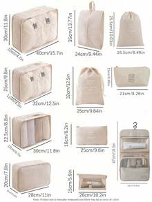 9pcs Travel Packing Cubes Set - Large Capacity Multifunctional Zippered Storage Bags, Handheld Travel Bag, Storage Bag, Mesh Bag, Shoe Bag, Bottle Sleeve, Drawstring Bag, Universal Bag, Luggage Bag, Underwear Storage Bag, Hospital Bag, Shirts, Underwear, Clothing - Multicolor - View 3