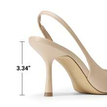 Women's Slingback Kitten Heels Pointed Toe Stiletto D'Orsay Pumps – Closed Back Dress Shoes For Wedding, Work, And Comfort - 杏色 - 查看 7