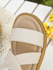 Girls White Criss-Cross Sandals | Children's Summer Shoes - Beige - View 6