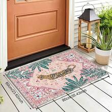 Hippie Style Rug, Bathroom Mat Faux Wool Tropical Pink, Door Mat Bathroom Mat Bathroom Rug Bohemian Style Bathroom Mat, Kitchen Small Size Rug Indoor Entrance Rug Modern Vintage Style Distressed Style Floor Mat Non-Slip Washable - Hippie Style - View 14