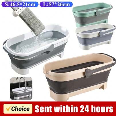 Portable Mop Bucket Foldable Laundry Basket With Wheel Folding Water Basin Household Item For Washing Fishing Camping Basin