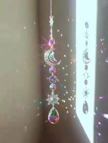 1pc Moon & Star Design Wall Hanging, Modern Crystal Decor Hanging Decoration For Home Decoration,Home Decor ,Room Decor,Wall Decor Gifts Birthday Graduation - 多色的 - 查看 2