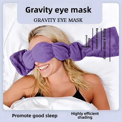 1pc New Fashionable Nose Pad Gravity Eye Mask With Weighted Glass Beads For Home And Travel, Double-Sided Velvet Gravity Headband, Heatable, Unisex