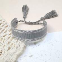 1 buah Gelang Kreatif Minimalis Vintage Anyaman Bohemian Buatan Tangan, Unisex - Grey - View 4