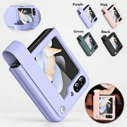  1 st Hadaasi flerfärgad vikbar skärm multifunktionell handhållen PU-läder + PC-material bärsele/handledsrem stativ vikbart fodral, söt tjejig stil, halkfri anti-fall skyddande fodral för Samsung Galaxy Z Flip7/Z Flip6/Z Flip5/Z Flip4/Z Flip3