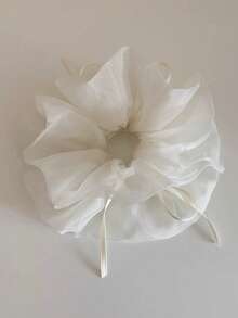 1pc Chiffon Ballerina Ribbon Bow Mesh Fabric Scrunchie, Sweet & Ethereal Hair Accessory, Versatile Hair Ties Ponytail Holders - Multicolor - View 5