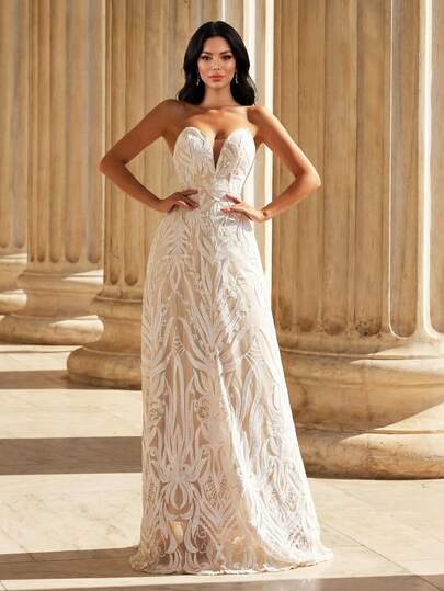 LOVE&LEMONADE Sexy V-Neck Halter Mesh Sequin Backless Criss-Cross Tie Long Party Evening Dress (Front Top Half, Back Random Floral Pattern, Not Matched) Spring