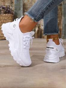 Women'S All-Season Knit Running Sneakers- Ultra-Breathable, Lightweight Low-Tops With Soft Soles For All-Day Comfort - White - View 5