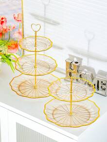 1 pieza Soporte para pastel de plástico de 2/3 niveles, estilo europeo para exhibir frutas y postres, bandeja para merienda, soporte para pastel de boda de varios niveles, elegante centro de mesa para la sala de estar - Multicolor - Ver 13