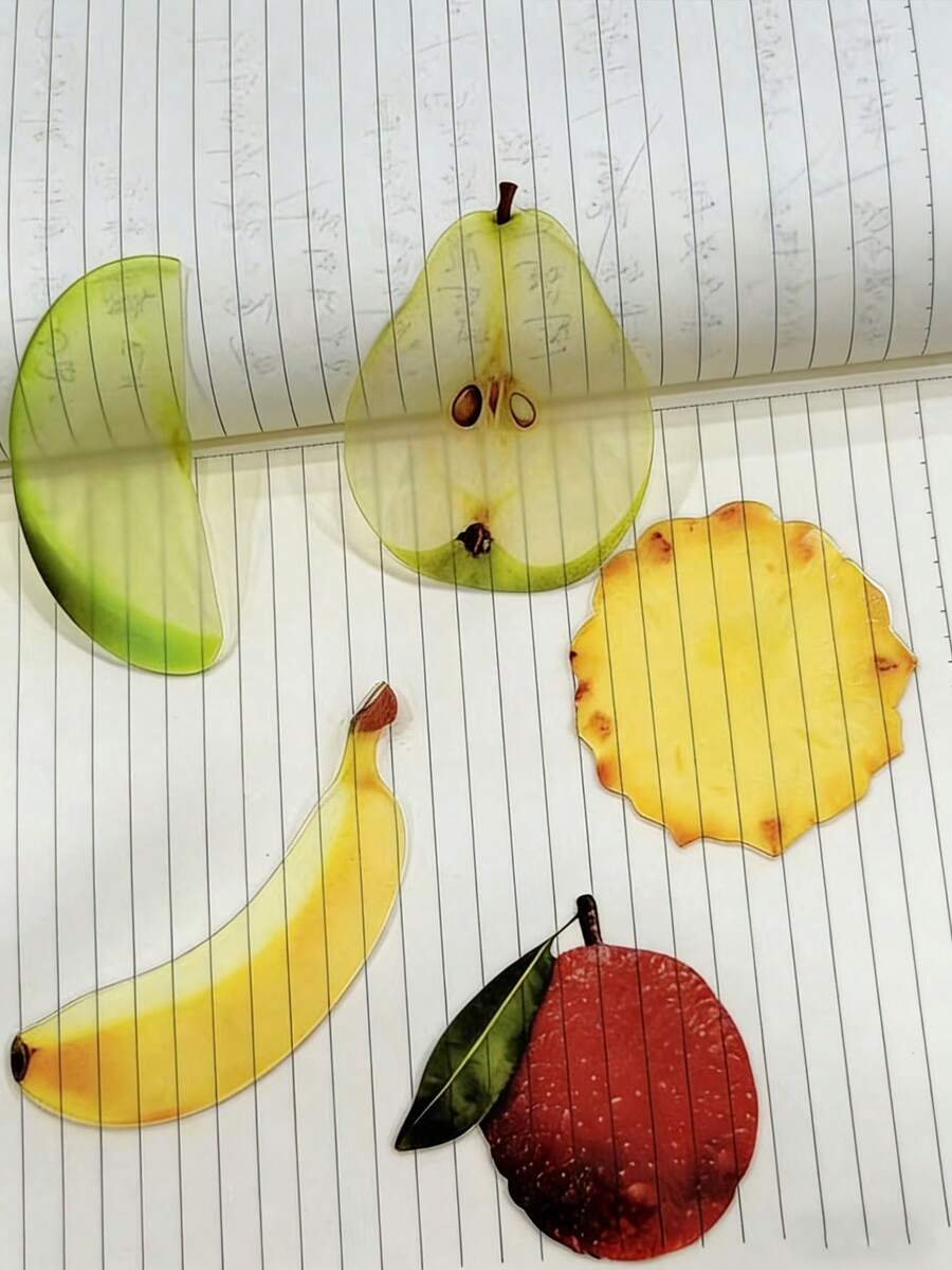 苹果无花果造型亚克力书签 - 半透明，可爱书签，适用于电子书和纸质书，轻巧耐用，趣味十足，是送给爱书人、学生、旅行者和阅读爱好者的理想礼物。清晰的翻页设计，灵活的夹子，优质透明塑料材质，适合日常休闲使用，小巧便携，是馈赠亲友和桌面摆件的完美之选。 - 彩色 - 查看 1