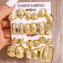 6-24件套时尚金属质感派对节日多造型耳环套装，轻盈CCB材质，女士耳环套装 - 彩色 - 查看 1