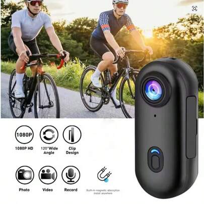 Cámara de acción WiFi 1080P con tarjeta de memoria de 16GB, cámara corporal portátil con múltiples funciones premium de manos libres, instalable en cualquier lugar para trabajo, viajes, paseos con mascotas, grabación de vlogs, grabación de sonido, grabación en bucle de video, fácil de usar