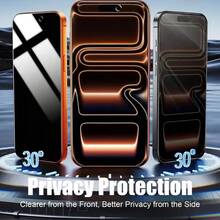9H Hardness Tempered Glass Screen Protector, Compatible With IPhone 7-17 Series, Full Screen Coverage, Anti-Scratch, Anti-Peeping, Smooth Touch, Zero Latency - Black - View 2