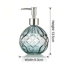300ml Empty Refillable Pump Bottle Diamond-Texture Hand Soap Bottle Glass Soap Dispenser Bathroom Shampoo Body Wash Bottle - View 3