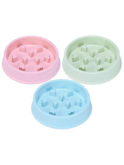 1pc Plastic Pet Slow Feeder Bowl, Heart-Shaped Design, 3 Color Options, With Anti-Slip Silicone Mat, Dog Anti-Choke Bowl