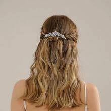 Bridal Hair Comb, Unique Bridal Headpiece, Zirconia Flower Hair Accessory, Versatile High-End Hair Clip - Silver - View 3