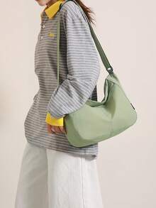 1pc New Casual Nylon Shoulder Tote Bag, Unisex Design, Minimalist, Large Capacity, Commuter Crossbody Bag - Multicolor - View 5