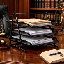 Organizador de Escritorio de Malla Metálica con 3 Niveles - Bandejas Deslizantes para Documentos y Archivos - Organizador 3 niveles - Ver 7