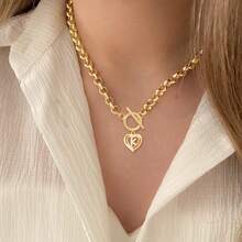 Golden Yellow Micro-inlaid Heart-shaped Letters