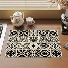 1pc Retro Geometric Pattern Drain Mat, Can Be Used As Washing Mat, Placemat, Coffee Machine Drip Mat, Suitable For Kitchen, Sink, Table, Etc. - Multicolor - View 8