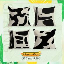 4pcs Minimalist Abstract Pattern 4-Piece Set, Single-Sided Printed Throw Pillow Covers For Living Room Sofa Bedroom, Includes Peach Velvet Pillow Covers Only (No Inserts) - Multicolor - View 12